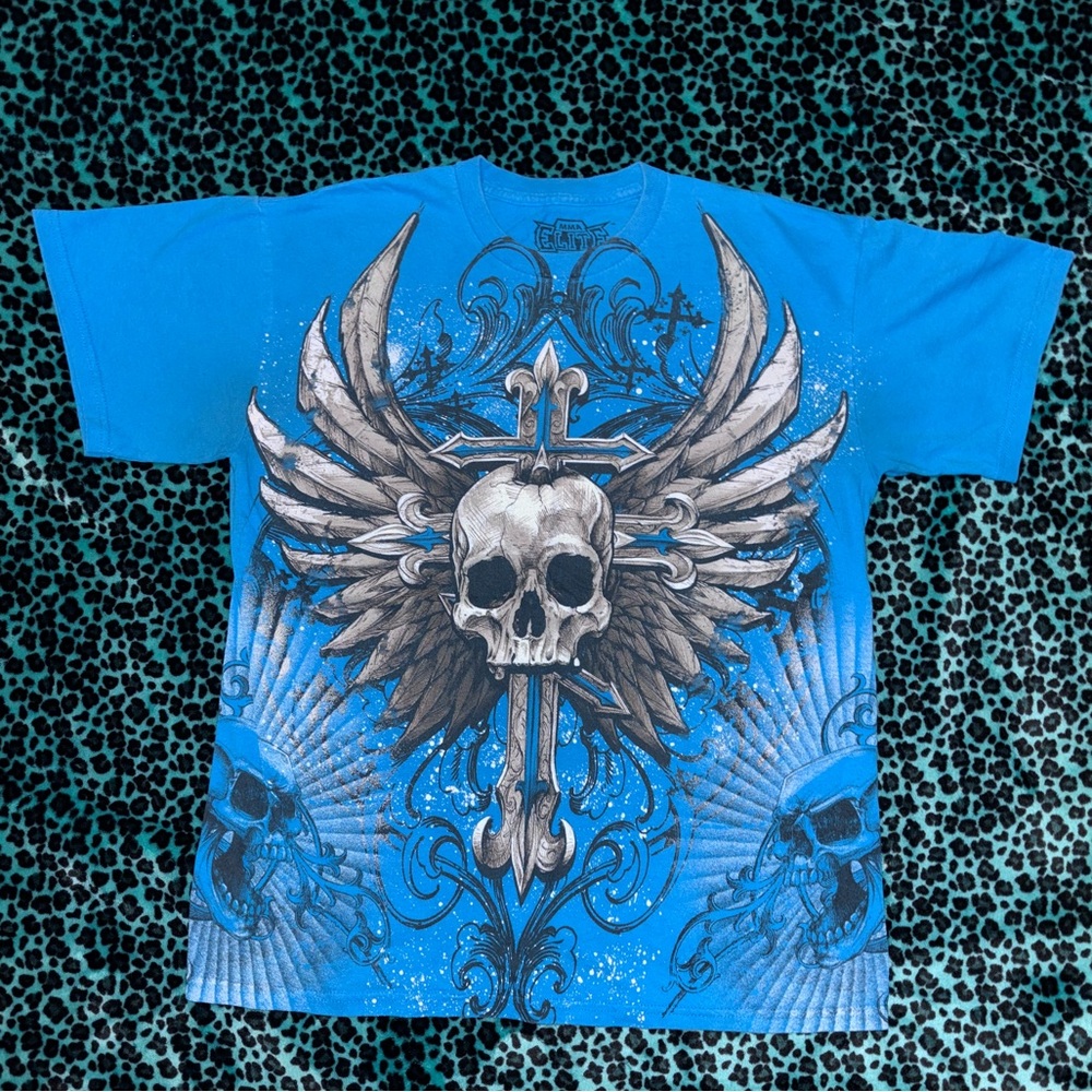 MMA Elite Shirt, Blue grey and white. M